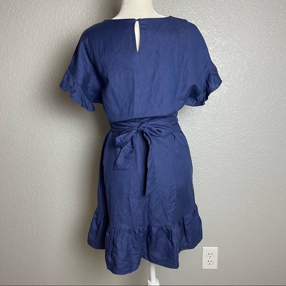 NWT ASTR The Label Blue Linen Ruffle Wrap Dress Sz XS - Picture 7 of 12